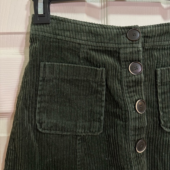 Zara trf Collection Corduroy Skirt Button Front Pockets Green Size Small - Picture 4 of 4